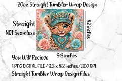 Sassy Leopard 20 OZ Skinny Tumbler Wrap Sublimation Png. Product Image 5