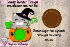 Halloween Cat in a pumpkin candy dome svg, paper cut temp Product Image 3