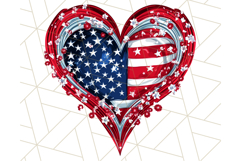 Coquette 4th of July Png, Patriotic Hearts and Bows Clipart Product Image 2