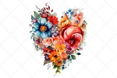 Colorful Floral Heart Sublimation Watercolor Clipart Product Image 6