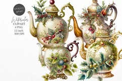 Christmas clipart, Teapot clipart, Victoria clipart Product Image 1