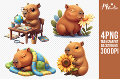Cute Capybara Flowers &amp; Cozy Moments PNG Clipart Product Image 1