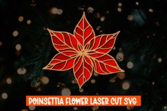 3D Poinsettia Flowers Laser Cut, Christmas Flower SVG Product Image 7