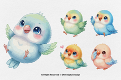 15 Bundle Watercolor Colorful Love Bird Cute Kids Flying Product Image 6