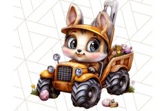 Pastel Easter Construction Clipart, Bunny Truck PNG Product Image 2