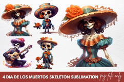Dia De Los Muertos Skeleton Sublimation Clipart Product Image 1