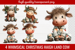 4 Whimsical Christmas Highland Cow Clipart | Cute Festive Product Image 1