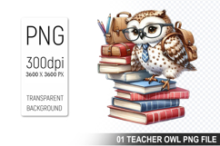 Teacher Owl Clipart PNG, Cute Owl, Digital Download File Product Image 1