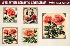 Valentines Romantic Retro Style Stamp Clipart PNG Product Image 1