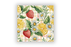 Summer Strawberry Gingham Digital Paper, Seamless Watercolor Product Image 6