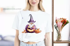Watercolor Halloween gnome with pumpkins, Gnome PNG Product Image 5