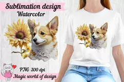 Chihuahu Dog with Sunflower png, Sublimation design Product Image 1