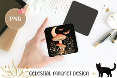 Night Forest Magnet, Mushrooms Magnet Print, Moon Magnet Product Image 1