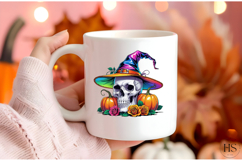 Watercolor Skull with Rainbow Witch Hat | Pride Halloween Product Image 3