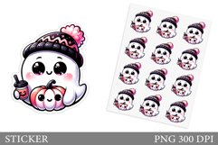 Cute Ghost Sticker Design. Cute Halloween Sticker Product Image 1