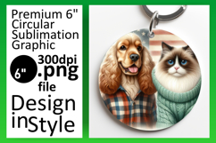 Cute Round Design Keychain Template , Dog and cat Product Image 1