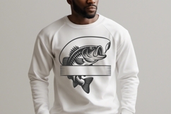 Bass Fish Monogram SVG Jumping Hooked Fish Cut Design Product Image 3
