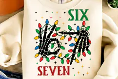 Six Seven 6 7 67 Meme Christmas Xmas PNG, Funny Skeleton PNG Product Image 3