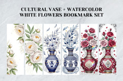 Cultural Vase &amp; Watercolor White Flowers Bookmark Set Product Image 6