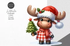 Christmas clipart, Moose clipart, Christmas sublimation Product Image 1