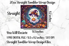 Cute Halloween Witch Ghost 20 OZ Skinny Tumbler Wrap Png. Product Image 5