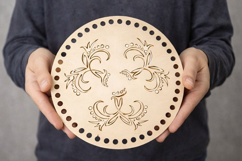 Laser cut basket cover with flowers 8 inch round digital Product Image 6