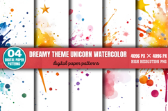 Dreamy theme Unicorn watercolor splashes Background Paper Product Image 7