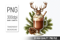 Christmas Coffee With A Deer Clipart, Coffee Lover Clipart Product Image 1
