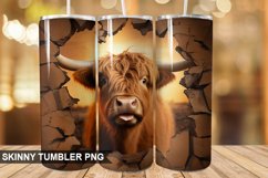 3D Highland Cow Cracked Hole PNG Tumbler Design Product Image 1