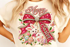 Rhinestone Easter Bow PNG, Easter Coquette Bow PNG, Bunny Product Image 1