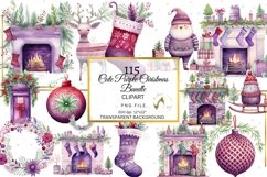 Cute Purple Christmas Clipart Bundle Scandinavian art Product Image 9