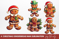Christmas Gingerbread Man Sublimation Clipart Product Image 1