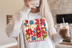 America Patriotic flowers PNG T-Shirt|4th of July PNG Sublim Product Image 6