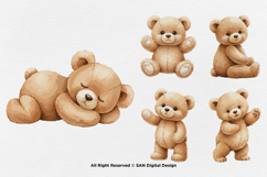 15 Bundle Watercolor Bear Doll Brown Wild Grizzly Forest Product Image 6