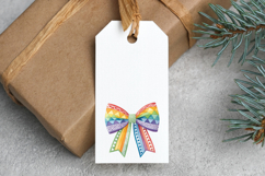 Geometric Rainbow Coquette Bow Clipart with Patterns Product Image 5