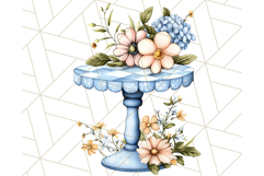 Blue Cottagecore Kitchen Clipart, Vintage Country Floral Png Product Image 2