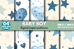 Baby Boy Pattern Digital Paper Background PNG Product Image 1