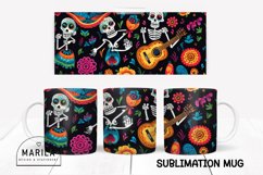 Floral Skull Mug Sublimation Design / halloween Mug #3 Product Image 1
