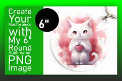 Colorful Round Design Keychain Artwork , Cute Cat Product Image 1