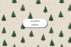 Christmas Tree Seamless Pattern with Golden Stars Product Image 1