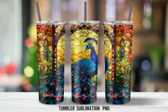 Peacock Stained Glass Tumbler Wrap Sublimation Design Product Image 3