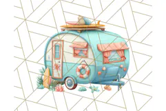 Coral and Aqua Summer Clipart PNG Pastel Tropical Icons Product Image 2