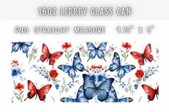 Patriotic Butterfly Watercolor Tumbler 16 oz Libbey Glass Ca Product Image 2