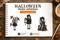 Gothic Halloween Girls Stickers Dark Academia Creepy school Product Image 1