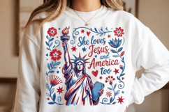 She loves Jesus and America too PNG T-Shirt|4th of July PNG Product Image 6