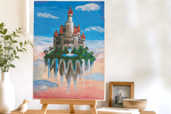 Cross stitch floating castle island embroidery digital file. Product Image 5