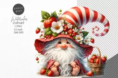 Gnome clipart, Strawberries clipart, Watercolor clipart Product Image 1