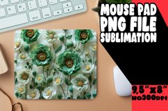 Elegant Floral Embroidery: 3D Sublimation Mouse Pad Product Image 1