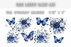 Floral Watercolor Flowers Blue 16 oz Libbey Glass Can Wrap Product Image 2