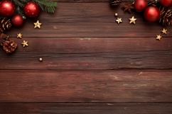 Red Christmas Balls Background, Wooden Background Product Image 1